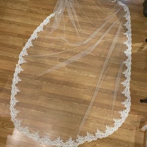 Cathedral veil with lace and sparkle trim (Ivory)